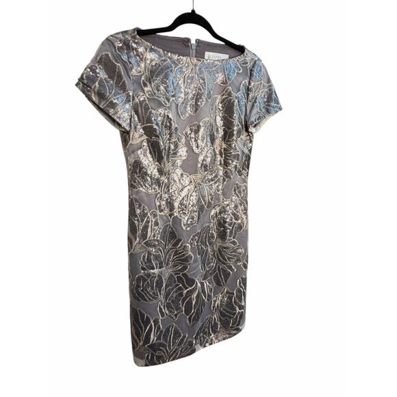 Tahari Arthur S. Levine Dove Grey Sequin Cocktail Dress Size 2 NWT - Picture 9 of 16